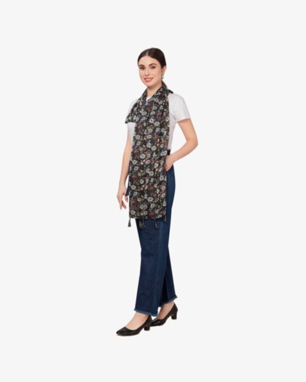 Poly Lurex Fancy Floral Print Stole With Tassels - Image 3
