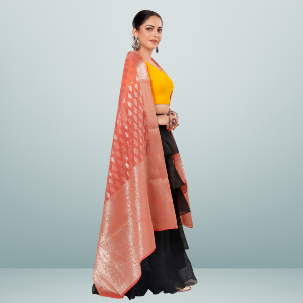 Chanderi Jacquard Dupatta With Rich Border - Image 4