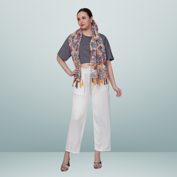 Poly Floral Print Western Scarf - Image 3
