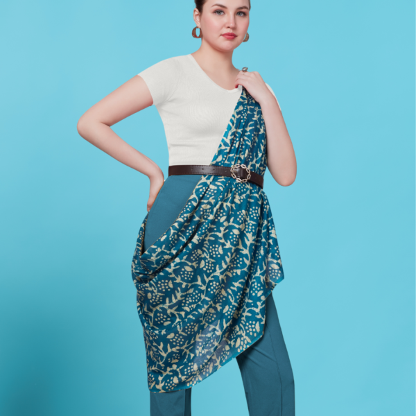 Liva Viscose Abstract Print Emerald blue Rayon Stole - Image 3