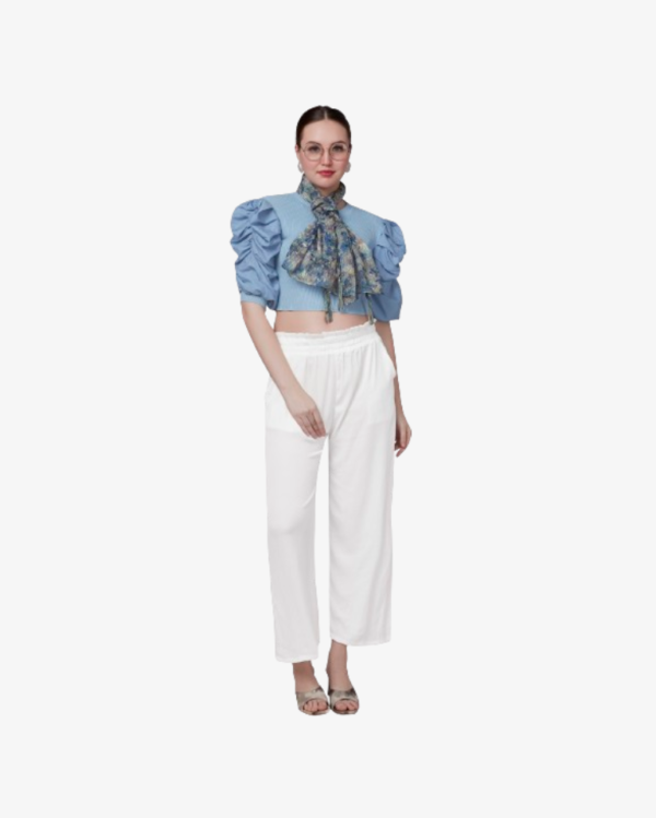 Poly Dobby Abstract Print Scarf With Fancy  Tassesls - Image 2