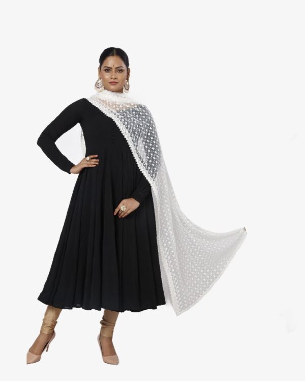 Net Dyeable Dupatta With Tropical Embroidery - Image 2