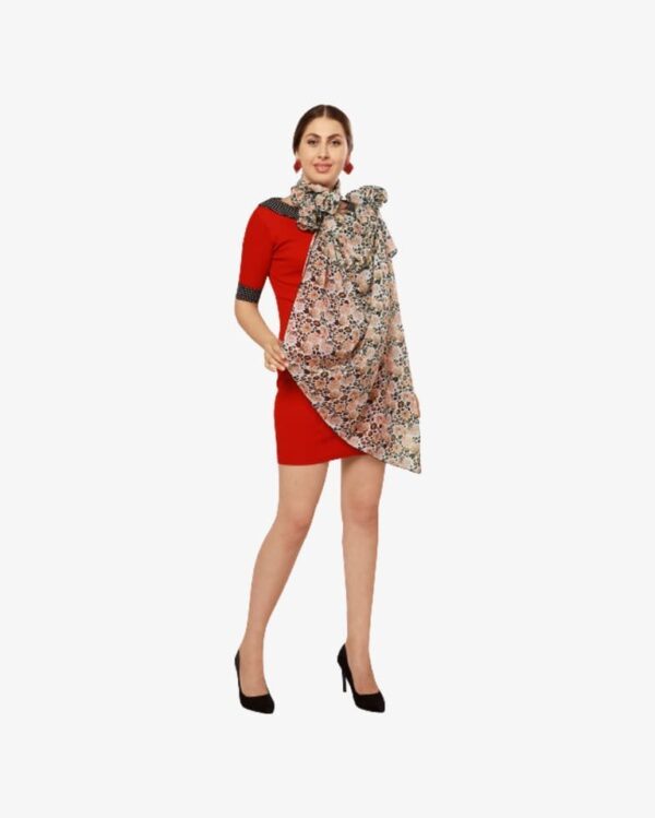 Chiffon Leopard Print Western Dupatta With Arka - Image 2