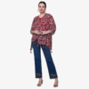 Poly Lurex Maroon Tropical Print Fancy Stole - Image 2