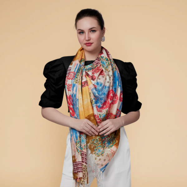 Liva Eco Viscose Rayon Paisley Print Stole - Image 4