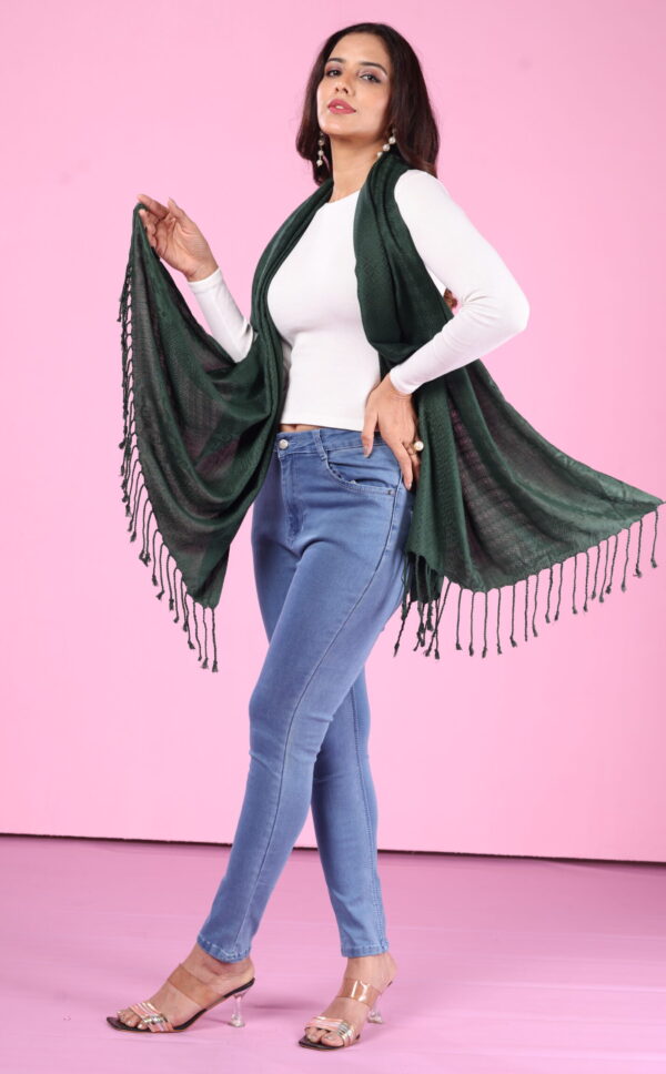 Viscose Plain Jacquard Stole - Image 2