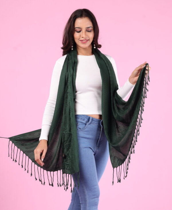 Viscose Plain Jacquard Stole - Image 3