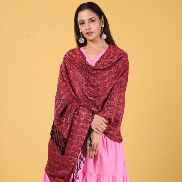 Full Black Jacquard Stole - Image 4