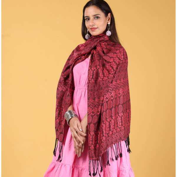 Full Black Jacquard Stole - Image 2