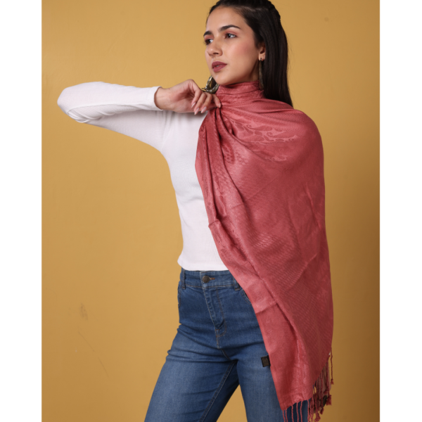 Viscose Plain Jacquard Stole - Image 3