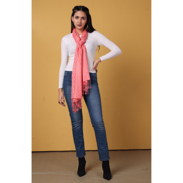 Viscose Plain Jacquard Stole - Image 3