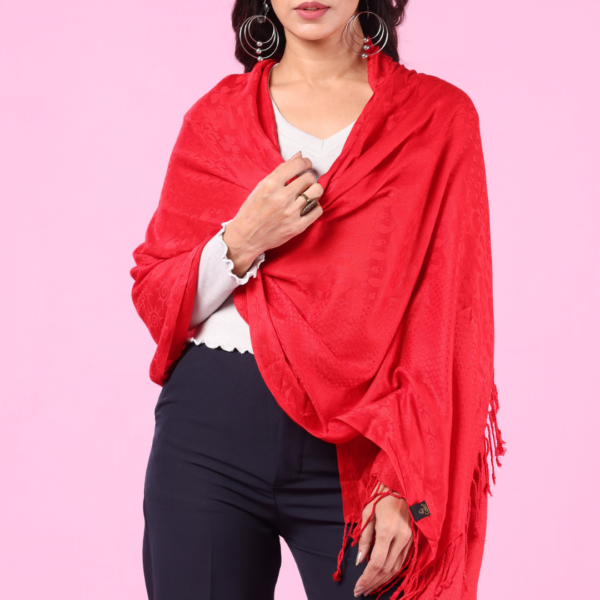 Viscose Plain Jacquard Stole - Image 4