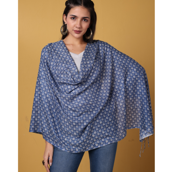 Liva Eco Viscose Indigo Printed Stole