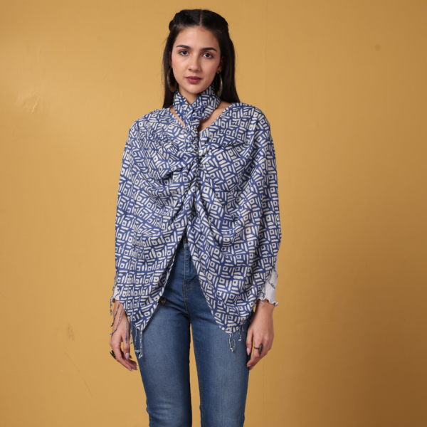 Liva Eco Viscose Indigo Printed Stole