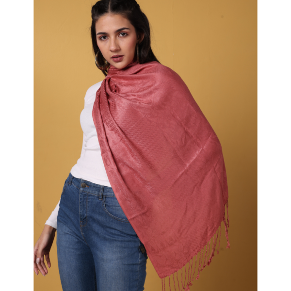 Viscose Plain Jacquard Stole - Image 2