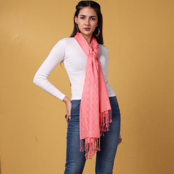 Viscose Plain Jacquard Stole - Image 2