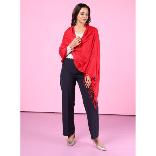 Viscose Plain Jacquard Stole - Image 2