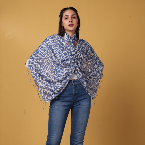 Liva Eco Viscose Indigo Printed Stole - Image 3