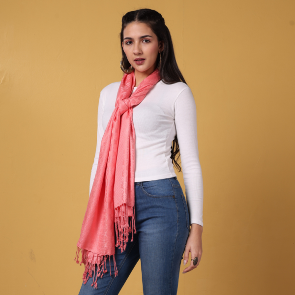 Viscose Plain Jacquard Stole - Image 4