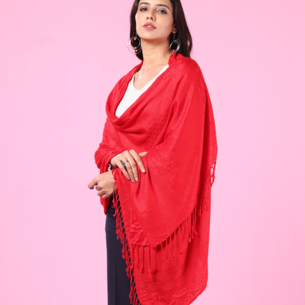 Viscose Plain Jacquard Stole - Image 3