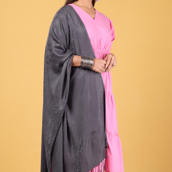 Viscose Plain Multi Jacquard Stole - Image 4