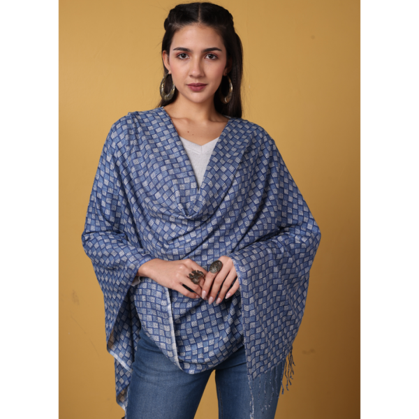 Liva Eco Viscose Indigo Printed Stole - Image 4