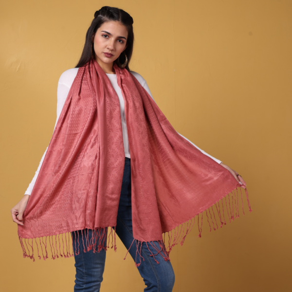 Viscose Plain Jacquard Stole - Image 4