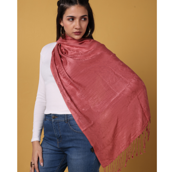 Viscose Plain Jacquard Stole - Image 5