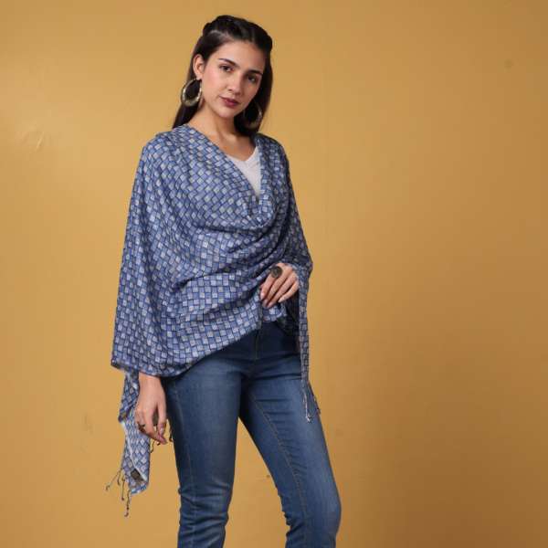 Liva Eco Viscose Indigo Printed Stole - Image 2