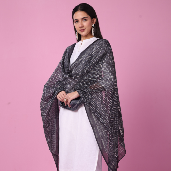 Polyester Lurex Digital Print Dupatta - Image 2