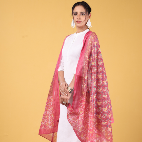 Polyester Lurex Digital Print Dupatta - Image 3