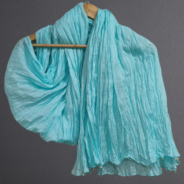 Plain Cotton Dupatta with Beads