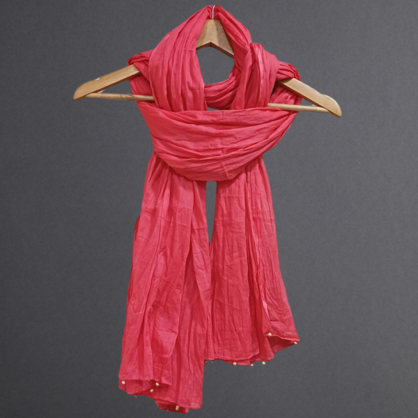 Plain Cotton Dupatta with Beads