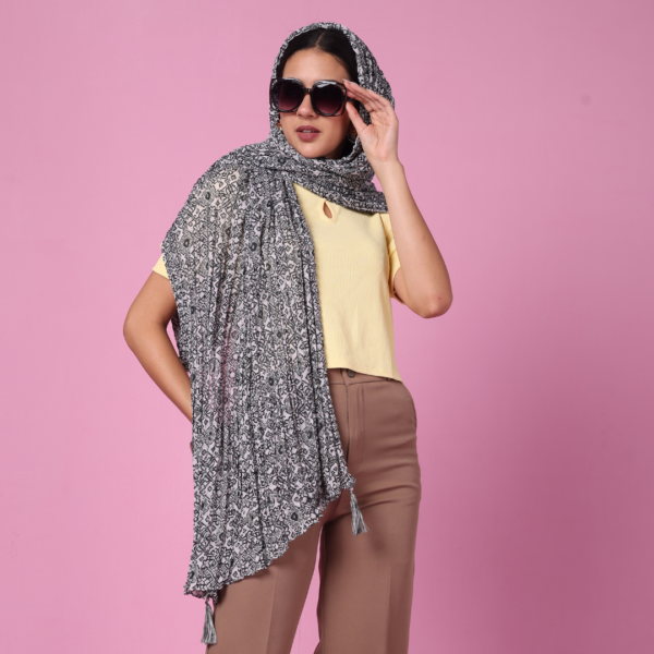 Printed Crush Cotton Embellished Stole