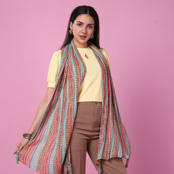 Printed Crush Cotton Embellished Stole