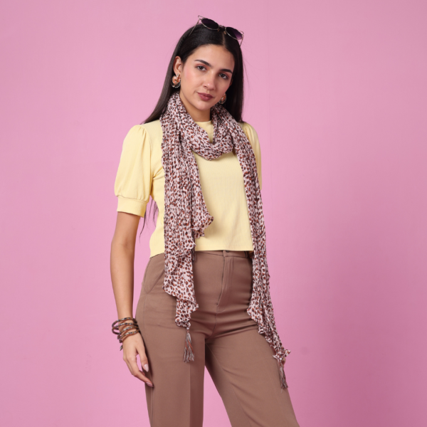 Printed Crush Cotton Embellished Stole - Image 3