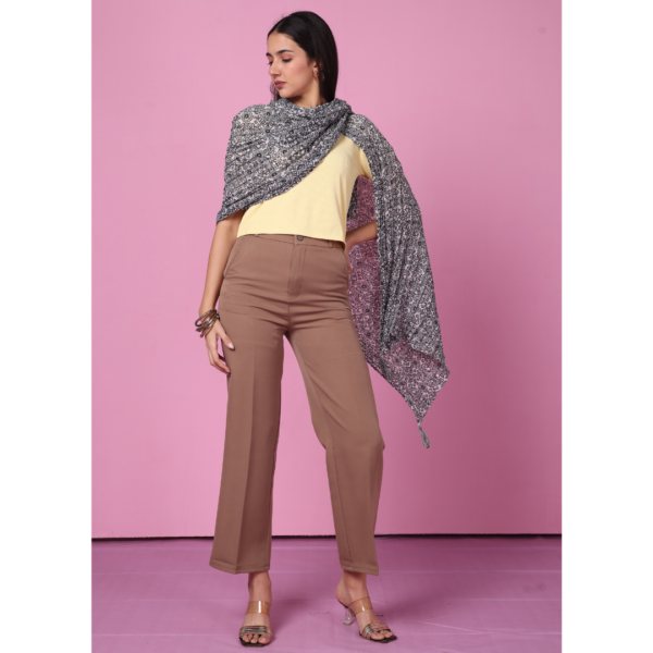 Printed Crush Cotton Embellished Stole - Image 3