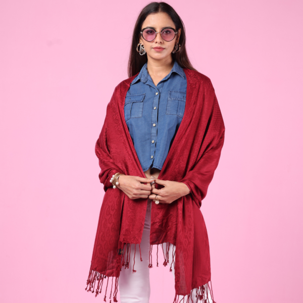 Liva Eco Viscose Plain Multi Jacquard Stole