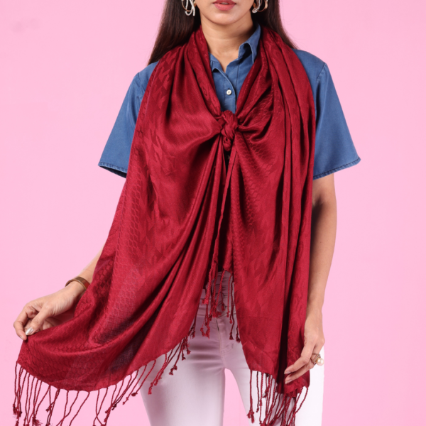 Liva Eco Viscose Plain Multi Jacquard Stole - Image 3